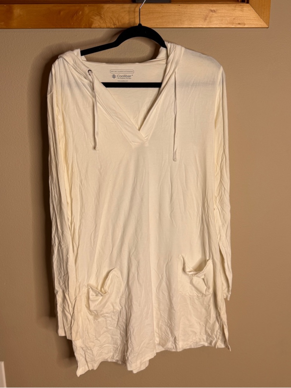 Coolibar Cream Lightweight Hoodie with UV protection